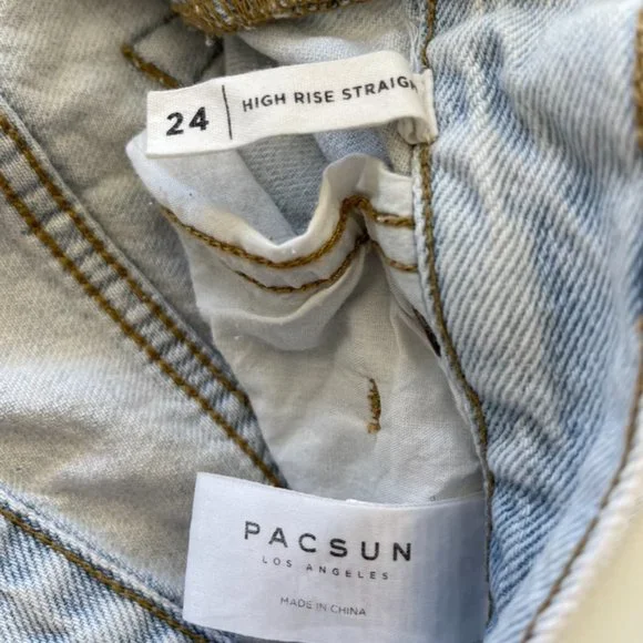 PacSun High Rise Straight Distressed Jeans Size 24 - Picture 3 of 10